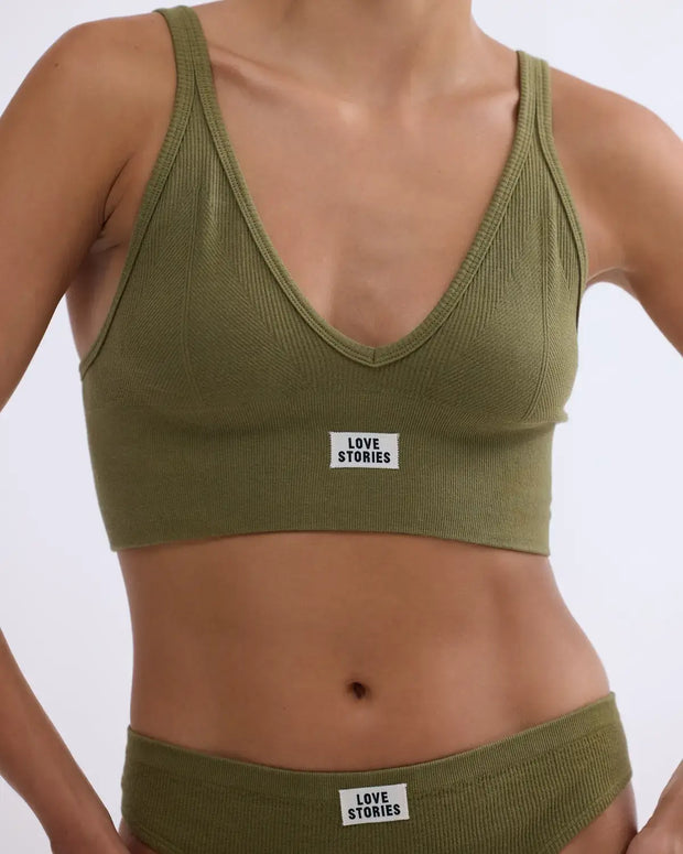 Love Stories Posey Sporty Bra Green Knit Bra Set