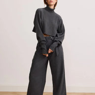Lune active heather gray turtle neck ; heather grey turtle neck ; olly cropped sweater