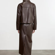 Leather Minimal Jacket | Dark Brown