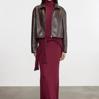 Leather Minimal Jacket | Dark Brown