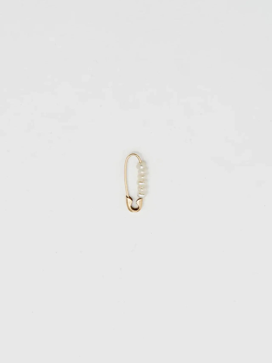 Loren Stewart Mini Friendship Safety Pin Earrings Pearls 