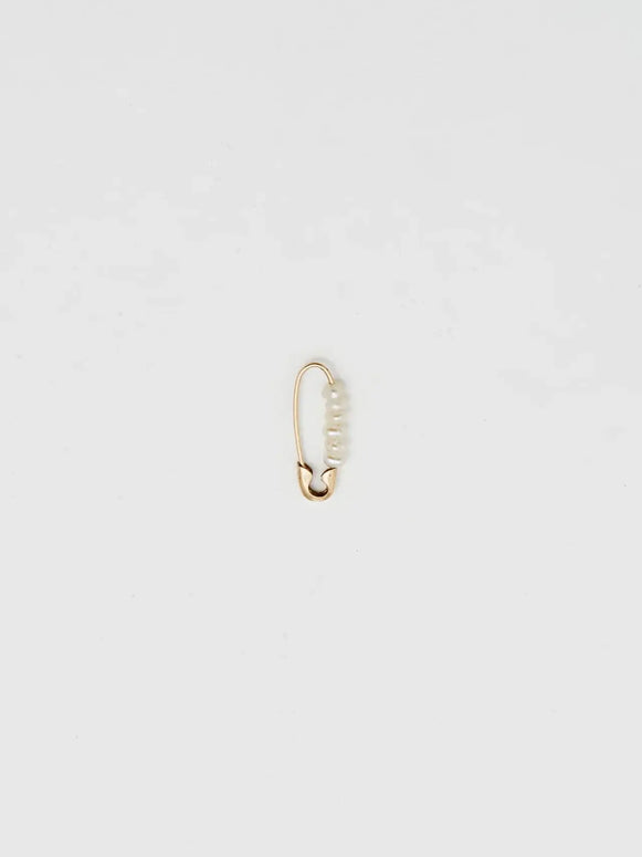 Loren Stewart Mini Friendship Safety Pin Earrings Pearls 