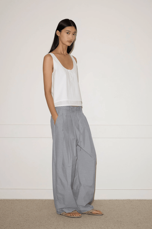 Deiji Studios Layered Top in White, White Cropped Tank Top