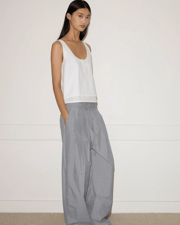 Deiji Studios Layered Top in White, White Cropped Tank Top