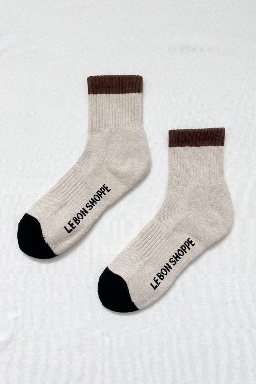Le Bon Shoppe Color Block Girlfriend Socks in Black Coffee
