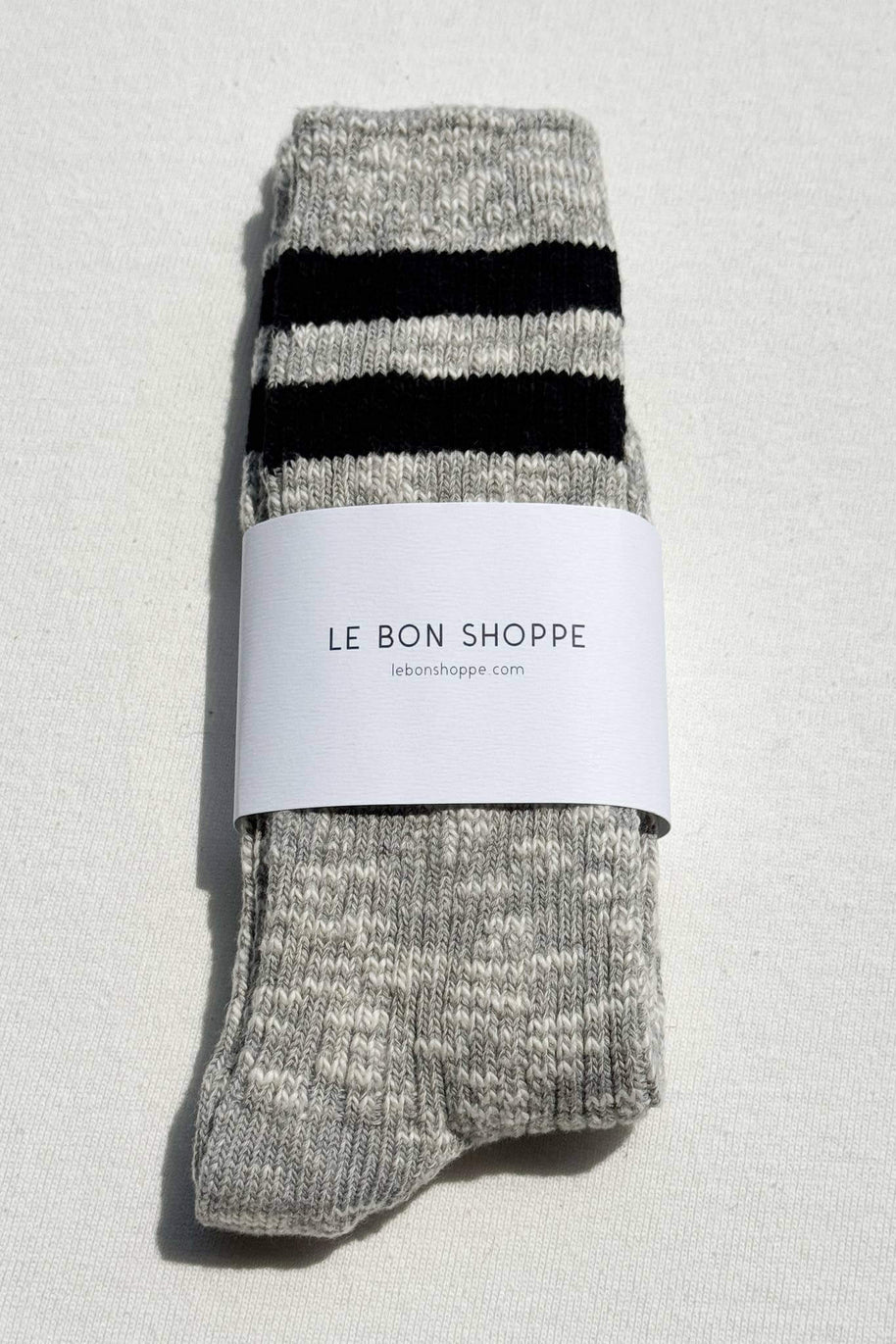 Le Bon Shoppe Cottage Varsity Socks in Grey Women's Crew Socks 