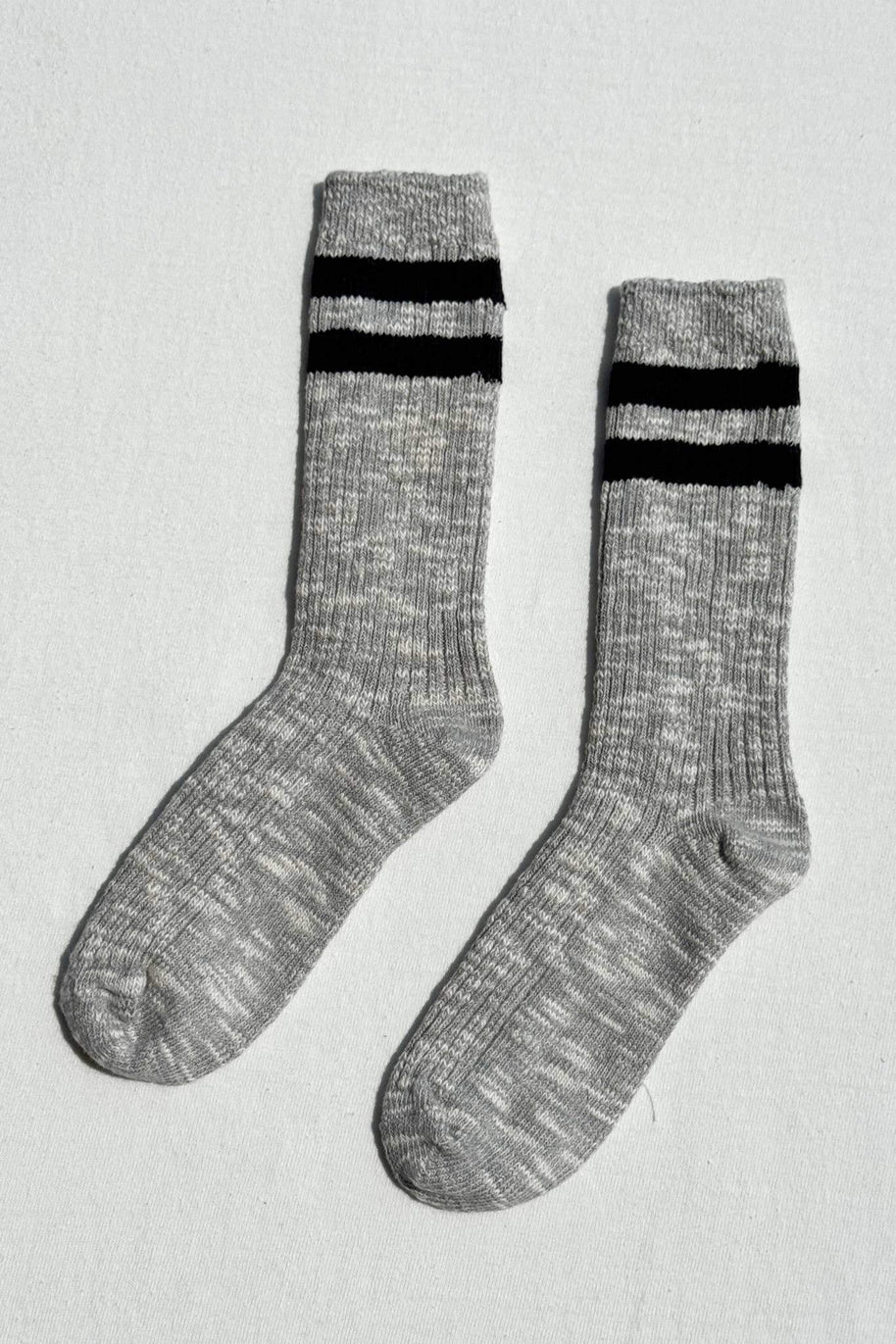 Le Bon Shoppe Cottage Varsity Socks in Grey Women's Crew Socks 