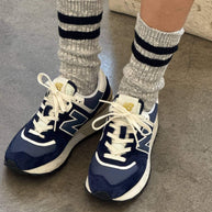 Le Bon Shoppe Cottage Varsity Socks in Grey Women's Crew Socks 