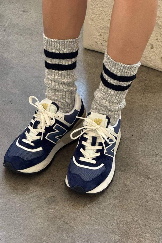 Le Bon Shoppe Cottage Varsity Socks in Grey Women's Crew Socks 