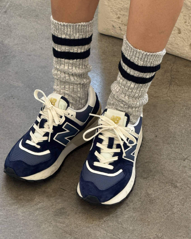 Le Bon Shoppe Cottage Varsity Socks in Grey Women's Crew Socks 