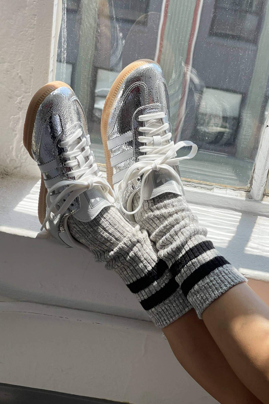Le Bon Shoppe Cottage Varsity Socks in Grey Women's Crew Socks 