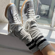 Le Bon Shoppe Cottage Varsity Socks in Grey Women's Crew Socks 