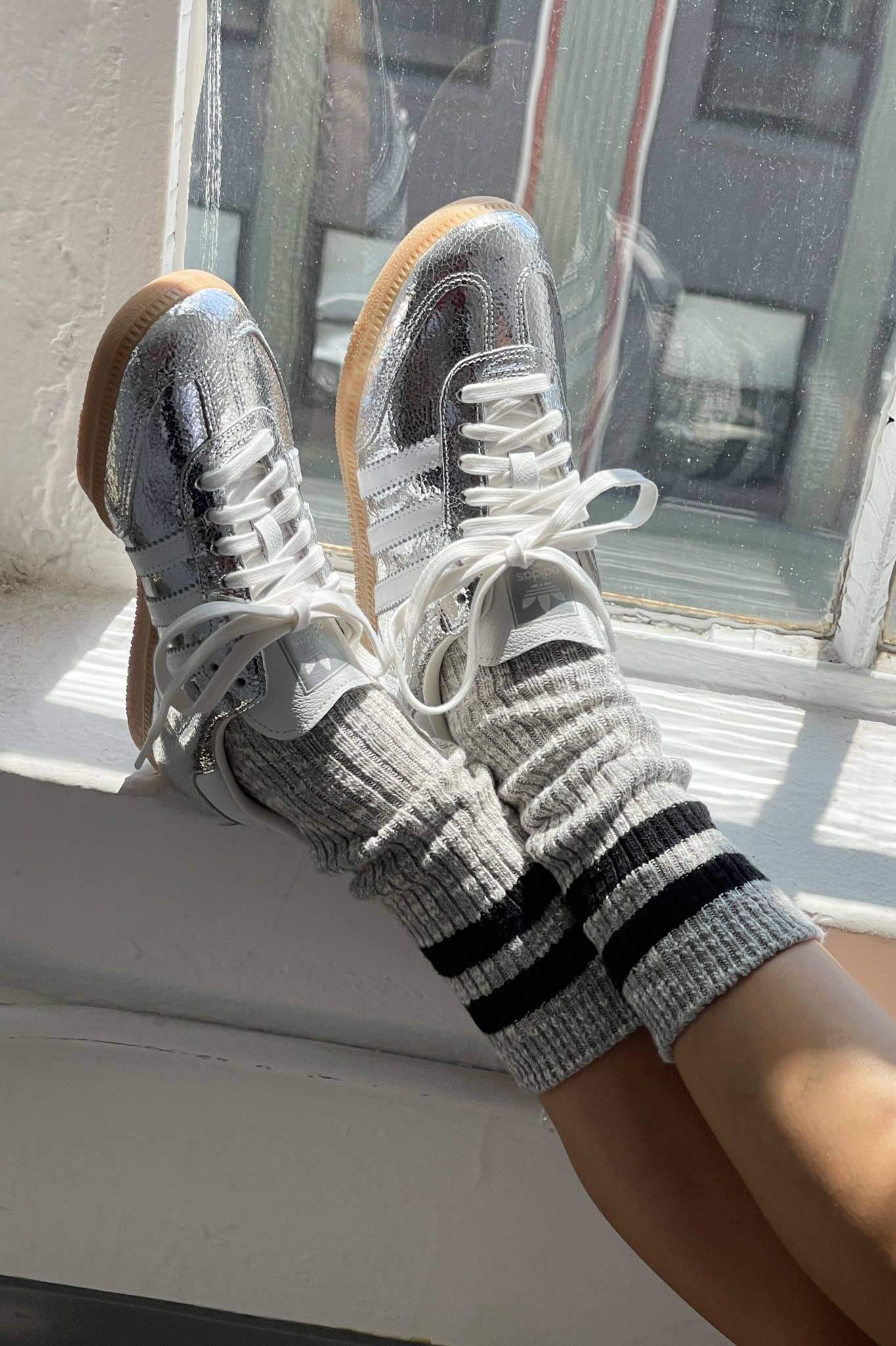 Le Bon Shoppe Cottage Varsity Socks in Grey Women's Crew Socks 