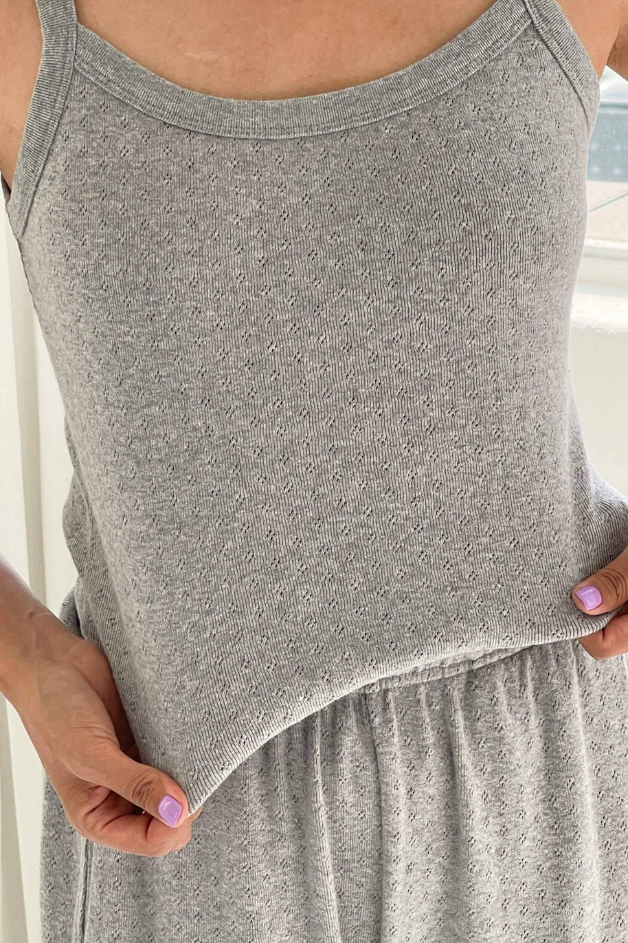 Le Bon Shoppe Pointelle Eve Tank Cami in Grey Sweatpant Set