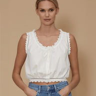 Le Jean Eyelet Cami in White