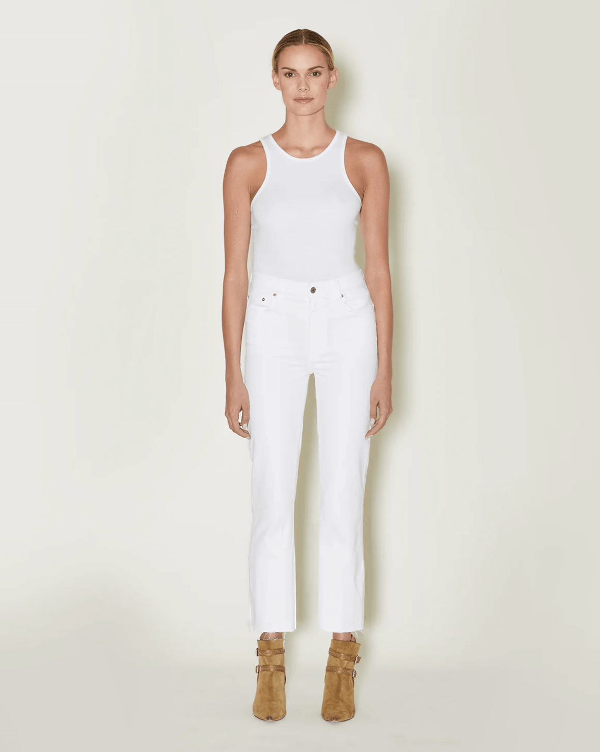 Le Jean Sabine Straight Leg Jean in White 