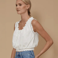 Le Jean Eyelet Cami in White