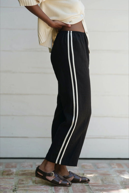 Linen Racer Pant | Jet