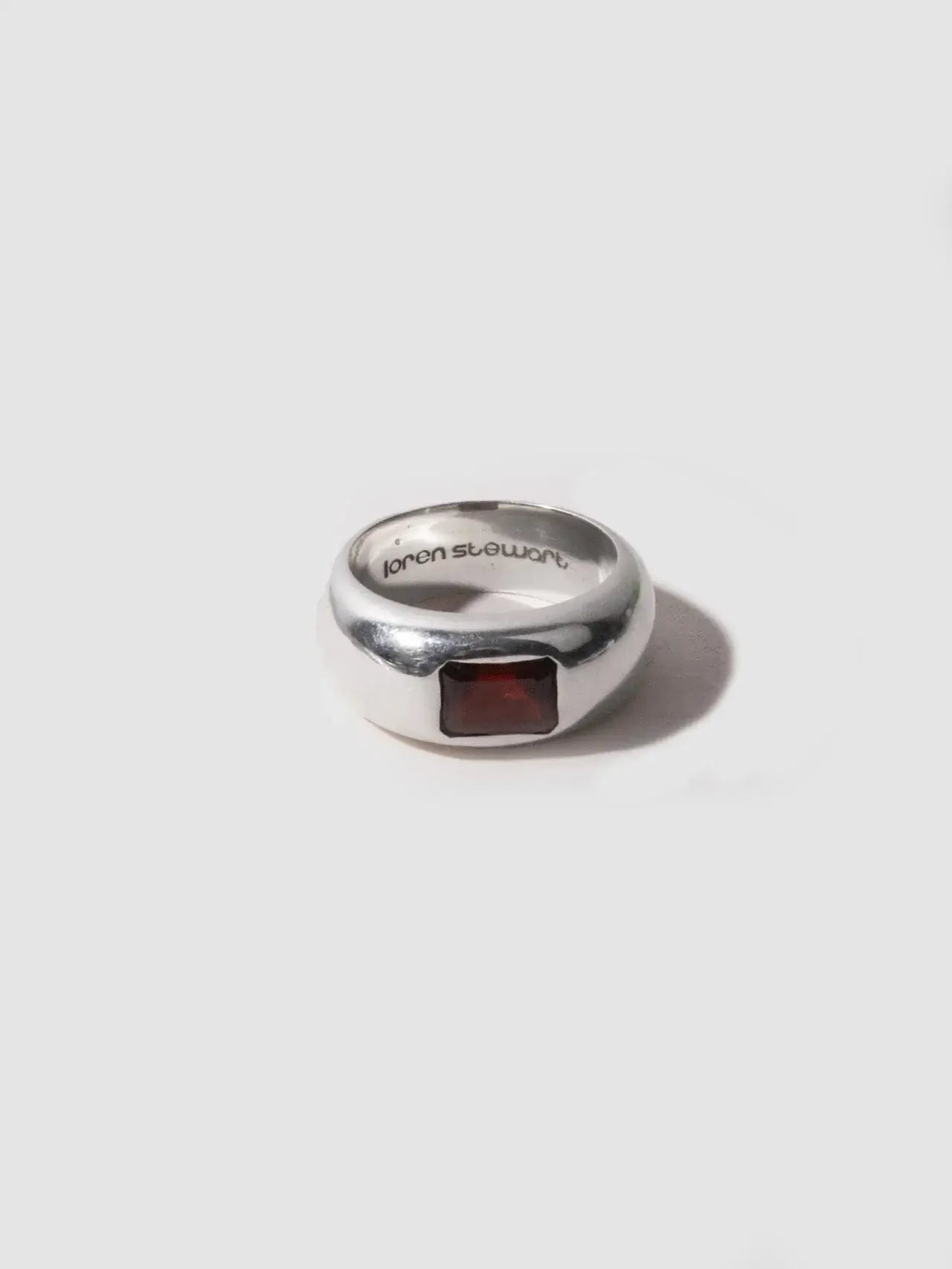 Loren Stewart Gentry Garnet Dome Ring Sterling Silver 