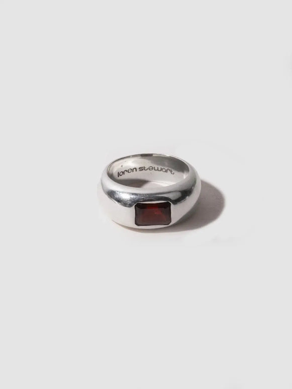 Loren Stewart Gentry Garnet Dome Ring Sterling Silver 