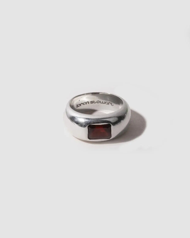 Loren Stewart Gentry Garnet Dome Ring Sterling Silver 