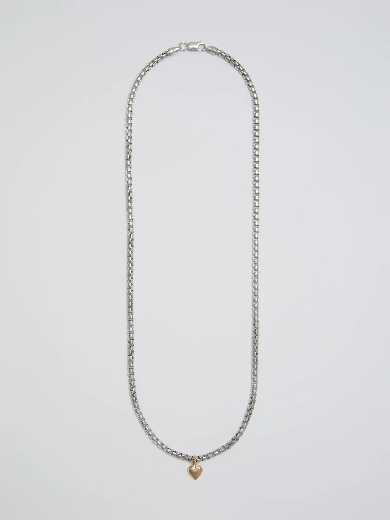 Loren Stewart Gordita Necklace Puff Heart Charm Gold Necklace Silver Chain