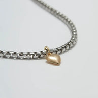 Loren Stewart Gordita Necklace Puff Heart Charm Gold Necklace Silver Chain
