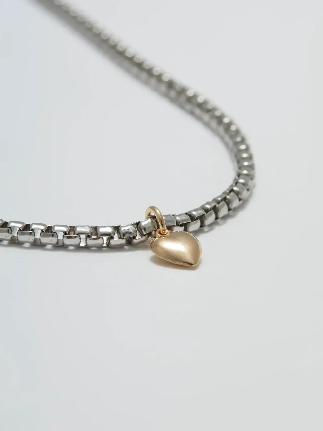 Loren Stewart Gordita Necklace Puff Heart Charm Gold Necklace Silver Chain