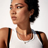 Loren Stewart Gordita Necklace Puff Heart Charm Gold Necklace Silver Chain