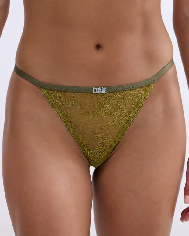 Love Stories Room Service Lace Green Thong 