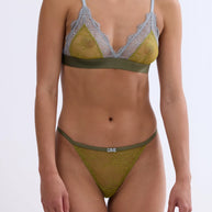 Love Stories Room Service Lace Green Thong 