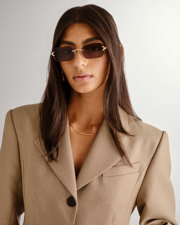 Luv Lou Mila Sunglasses Gold Chocolate 