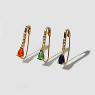 Loren Stewart Mini Gemstone Diamond Safety Pin Earring With Sapphire 