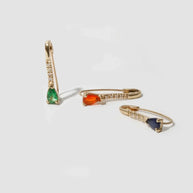 Loren Stewart Mini Gemstone Diamond Safety Pin Earring With Sapphire 