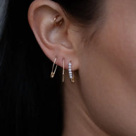 Loren Stewart Mini Friendship Safety Pin Earrings Pearls 