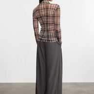 Plaid Mesh L/S Turtleneck