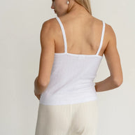 Donni Pointelle Square Neck Tank in Powder