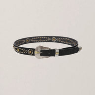 Maison Hotel Pancho Belt Western Studded Belt Black and Silver 