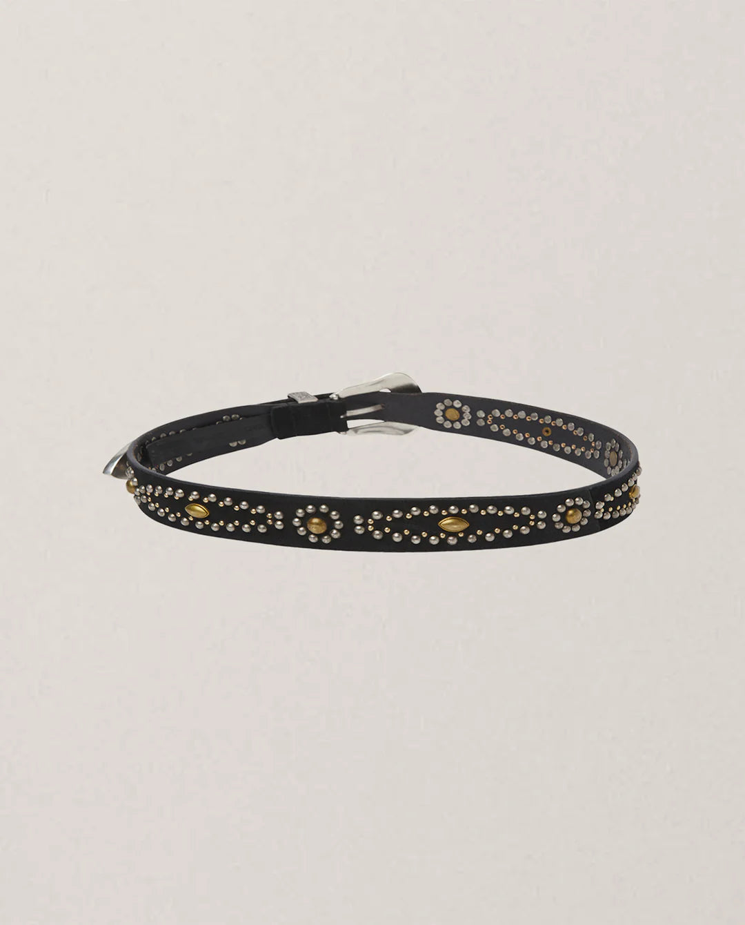 Maison Hotel Pancho Belt Western Studded Belt Black and Silver 