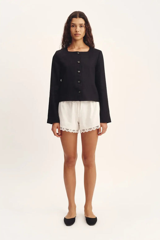 Posse Marilyn Shorts, Women's Posse White Shorts with Lace