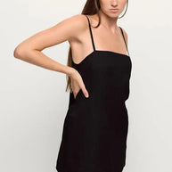 Mikoh Faye Linen Mini Dress in Black Night 