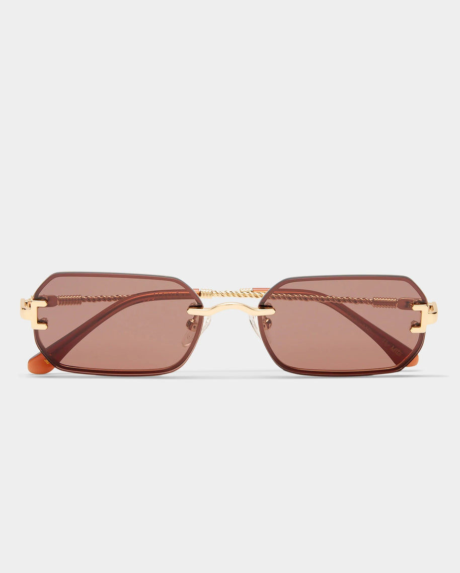 Luv Lou Mila Sunglasses Gold Chocolate 