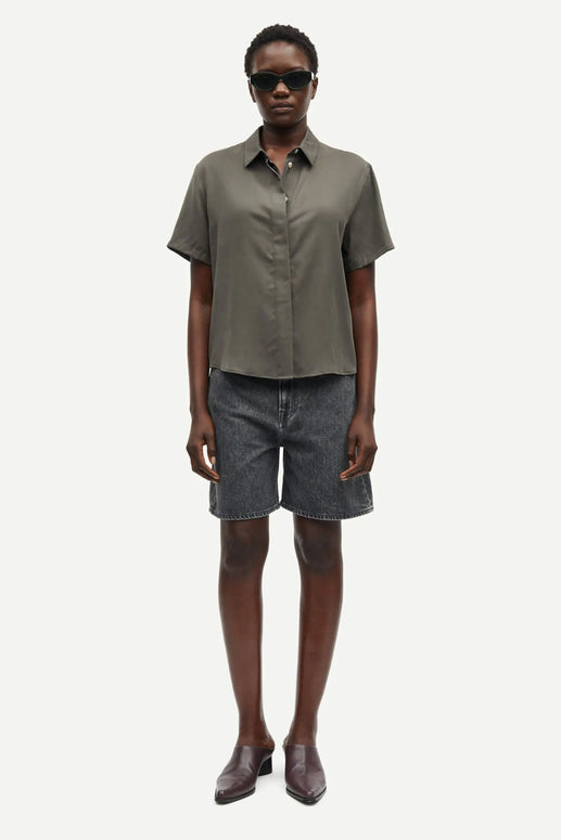 Samsoe Samsoe Mina Short Sleeve Shirt in Beluga