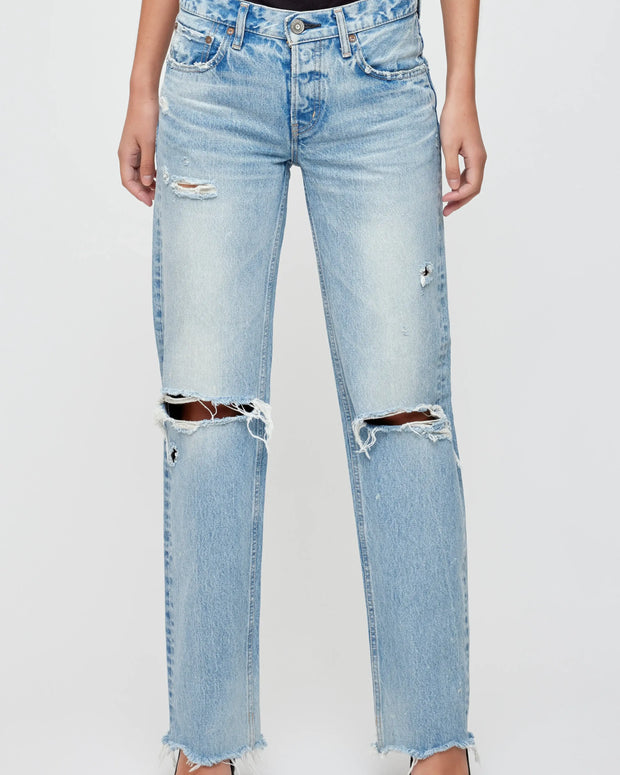 Moussy Vintage Odessa Straight Low Rise Distressed Womens Jeans