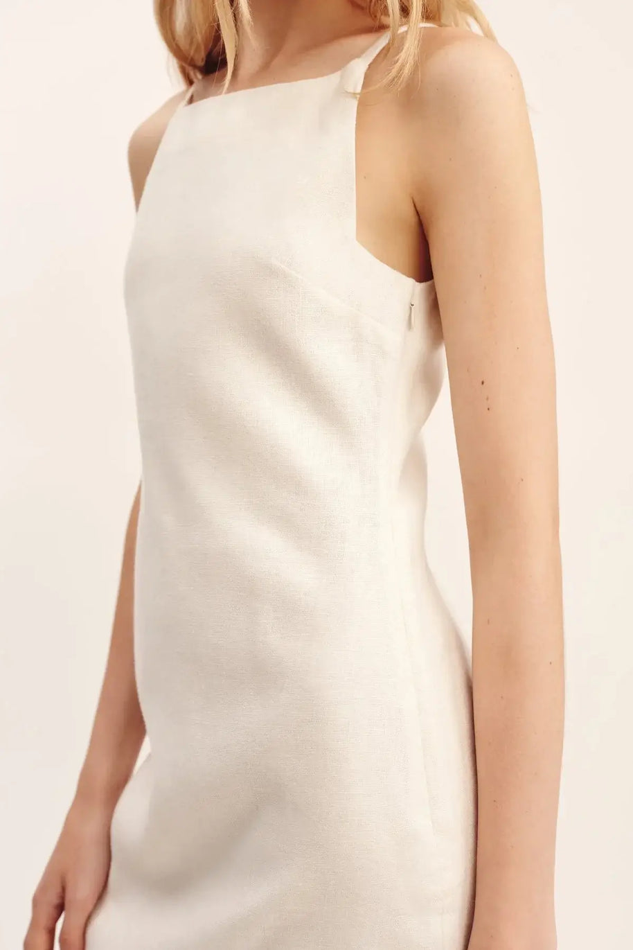 Posse Neve Mini Dress Cream, Linen Mini Dress 