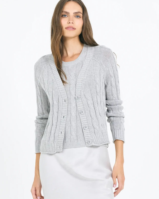 One Grey Day Raleigh Cable Cardigan Cotton Grey 