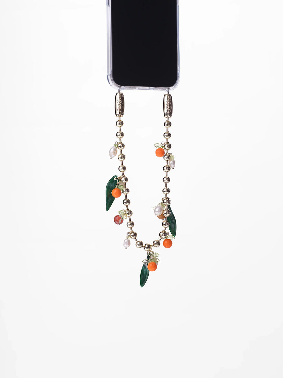 Ossa Orange and Pearl Ballchain Wristlet Phone Wristlet 