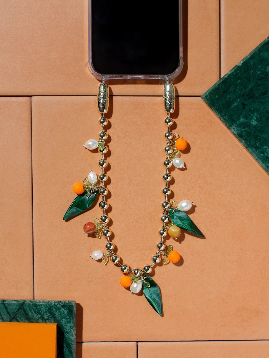 Ossa Orange and Pearl Ballchain Wristlet Phone Wristlet 