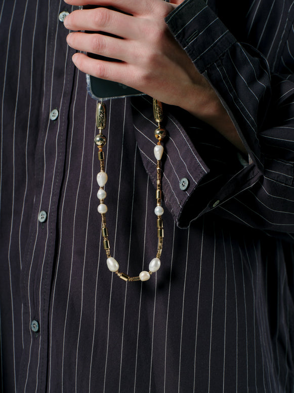 Banded Wristlet | Pearl/ Gold