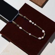 Banded Wristlet | Pearl/ Gold